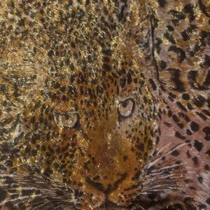 Vintage & Rare Leopard Print Gold metallic scarf